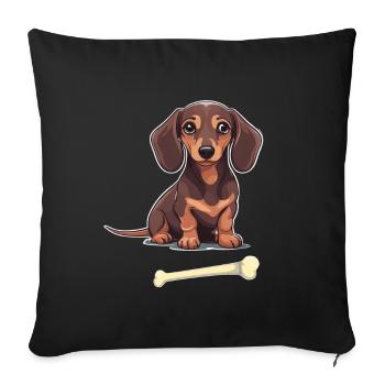 Dachshund Dog Dogs Pet Kids Child - Sofa pillowcase 17,3'' x 17,3'' (45 x 45 cm) - black - Front