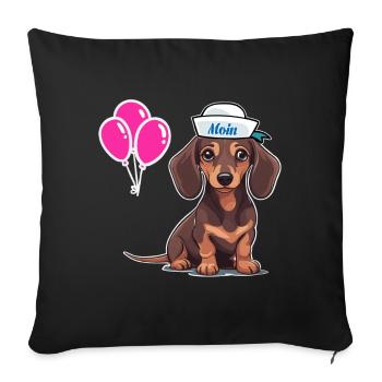 Chien Teckel Sailor Sailor Ballons d’anniversaire - Housse de coussin décorative 45 x 45 cm - noir - Devant