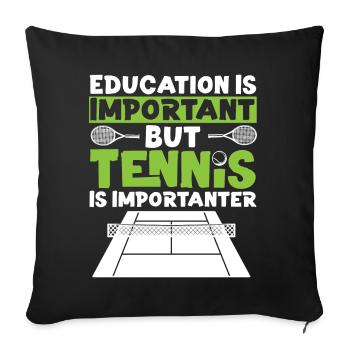 Raquette de joueur de tennis drôle - Housse de coussin décorative 45 x 45 cm - noir - Devant