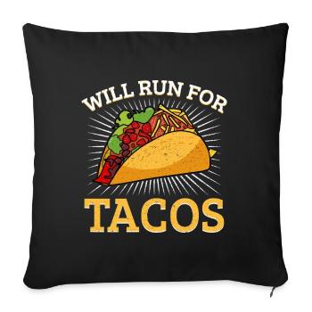 Courir pour courir pour Tacos Marathonien Runner - Housse de coussin décorative 45 x 45 cm - noir - Devant