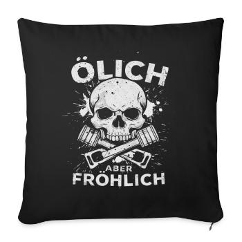 Huileux mais joyeux – Pour les vrais mécaniciens - Housse de coussin décorative 45 x 45 cm - noir - Devant