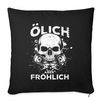 Huileux mais joyeux – Pour les vrais mécaniciens - Housse de coussin décorative 45 x 45 cm - noir - Devant