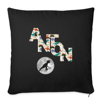 ANTON - Beautiful boy name with dinosaur - Sofa pillowcase 17,3'' x 17,3'' (45 x 45 cm) - black - Front