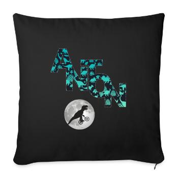 ANTON - Beautiful boy name with dinosaur - Sofa pillowcase 17,3'' x 17,3'' (45 x 45 cm) - black - Front