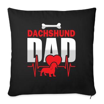 Dackel Teckel Kurzhaardackel Dachshund Papa Vater - Sofakissenbezug 45 x 45 cm - Schwarz - Vorne