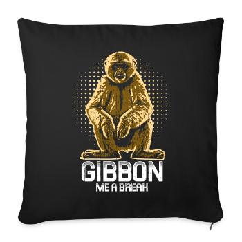 Gibbon - Drôle de dicton - Housse de coussin décorative 45 x 45 cm - noir - Devant