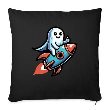 Halloween Ghost on a Rocket - Sofa pillowcase 17,3'' x 17,3'' (45 x 45 cm) - black - Front