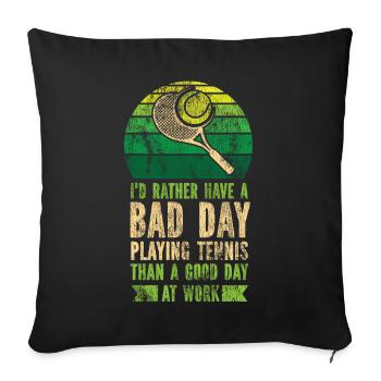 drôle de raquette de joueur de tennis que j’aurais - Housse de coussin décorative 45 x 45 cm - noir - Devant