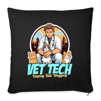 Technicien vétérinaire Garder la queue remuante Médecine vétérinaire - Housse de coussin décorative 45 x 45 cm - noir - Devant