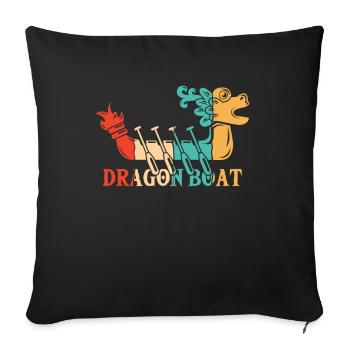Dragon Boat Pagayeur Tambour Équipe Lover Dragon Boat - Housse de coussin décorative 45 x 45 cm - noir - Devant