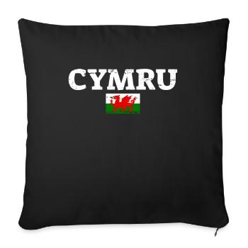 Cymru Wales Vintage Walisische Flagge Waliser - Sofakissenbezug 45 x 45 cm - Schwarz - Vorne