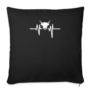Scottish Highland Cattle Farm ECG Battement de cœur Vache - Housse de coussin décorative 45 x 45 cm - noir - Devant