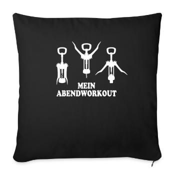 Mon entraînement du soir Vin Tire-bouchon Cadeau Vin - Housse de coussin décorative 45 x 45 cm - noir - Devant