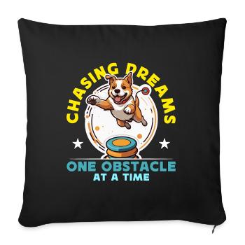 Dog Agility Training Chasing Dreams One Dog Sport - Sofa pillowcase 17,3'' x 17,3'' (45 x 45 cm) - black - Front