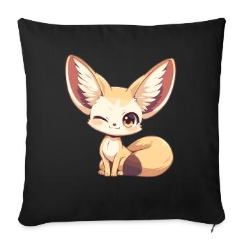 Fennec Fox Fenneks Fennek - Sofakissenbezug 45 x 45 cm - Schwarz - Vorne