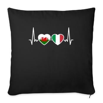 Wales Italy Heartbeat Flag Italians Welsh - Sofa pillowcase 17,3'' x 17,3'' (45 x 45 cm) - black - Front