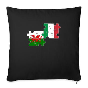 Wales Italien Flagge Italiener Waliser - Sofakissenbezug 45 x 45 cm - Schwarz - Vorne