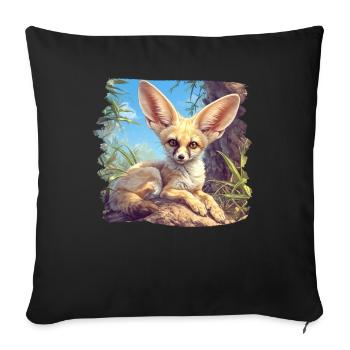 Fennec Fox Fenneks Fennek - Sofakissenbezug 45 x 45 cm - Schwarz - Vorne