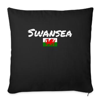 Swansea Wales Vintage Walisische Flagge Waliser - Sofakissenbezug 45 x 45 cm - Schwarz - Vorne