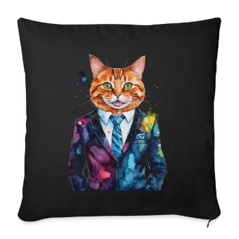 Costume de chat coloré drôle drôle animal design imprimer - Housse de coussin décorative 45 x 45 cm - noir - Devant