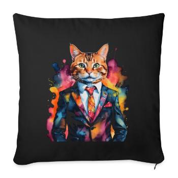 Cat Suit Colorful Funny Funny Animal Design Print - Sofa pillowcase 17,3'' x 17,3'' (45 x 45 cm) - black - Front
