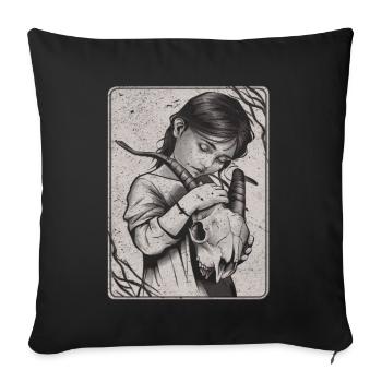 Hidden Darkness – Girl with Demon Skull - Sofa pillowcase 17,3'' x 17,3'' (45 x 45 cm) - black - Front