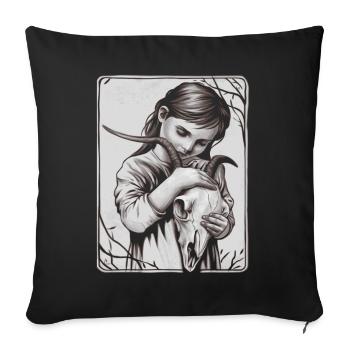 Hidden Darkness – Girl with Demon Skull - Sofa pillowcase 17,3'' x 17,3'' (45 x 45 cm) - black - Front