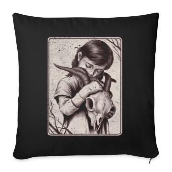 Hidden Darkness – Girl with Demon Skull - Sofa pillowcase 17,3'' x 17,3'' (45 x 45 cm) - black - Front