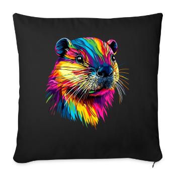 Beaver Colorful Rainbow Popart Rodents Cute Beaver - Sofa pillowcase 17,3'' x 17,3'' (45 x 45 cm) - black - Front