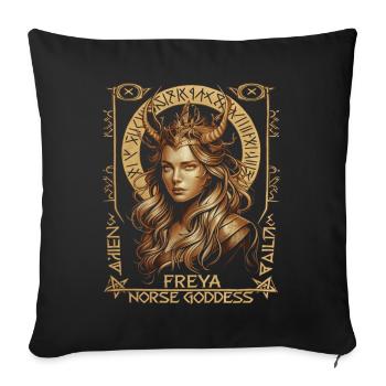 Freya – goddess of Norse myths - Sofa pillowcase 17,3'' x 17,3'' (45 x 45 cm) - black - Front