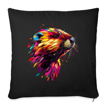 Beaver Colorful Rainbow Popart Rodents Cute Beaver - Sofa pillowcase 17,3'' x 17,3'' (45 x 45 cm) - black - Front