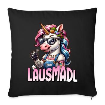 Tracht Damen Outfit Dirndl Ersatz Lausmadl - Sofa pillowcase 17,3'' x 17,3'' (45 x 45 cm) - black - Front