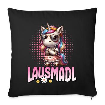 Tracht Damen Outfit Dirndl Ersatz Lausmadl - Sofa pillowcase 17,3'' x 17,3'' (45 x 45 cm) - black - Front