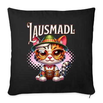 Tracht Damen Outfit Dirndl Ersatz Lausmadl - Sofa pillowcase 17,3'' x 17,3'' (45 x 45 cm) - black - Front