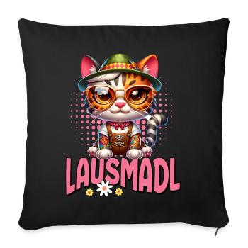 Tracht Damen Outfit Dirndl Ersatz Lausmadl - Sofa pillowcase 17,3'' x 17,3'' (45 x 45 cm) - black - Front
