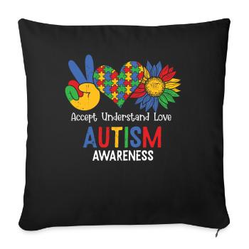 Autisme - Housse de coussin décorative 45 x 45 cm - noir - Devant