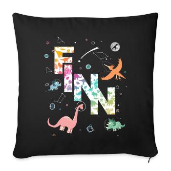 FINN - Beau prénom de garçon avec dinosaure - Housse de coussin décorative 45 x 45 cm - noir - Devant