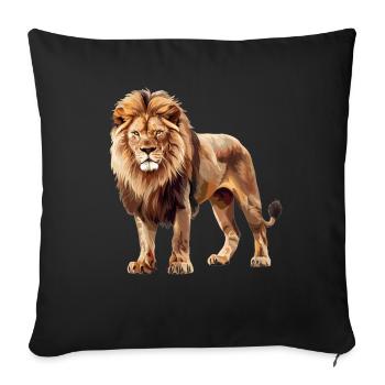 Lion Löwen Löwe - Sofakissenbezug 45 x 45 cm - Schwarz - Vorne