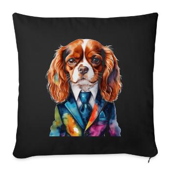 Cavalier King Charles Spaniel Costume Imprimé Chien - Housse de coussin décorative 45 x 45 cm - noir - Devant