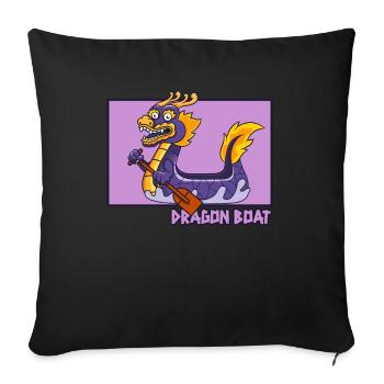 Dragon Boat Doodle Équipe de tambours chinois Hanzi - Housse de coussin décorative 45 x 45 cm - noir - Devant