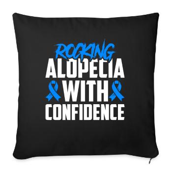Alopécie areata Awareness Perte de cheveux - Housse de coussin décorative 45 x 45 cm - noir - Devant