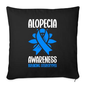Alopécie areata Awareness Perte de cheveux - Housse de coussin décorative 45 x 45 cm - noir - Devant