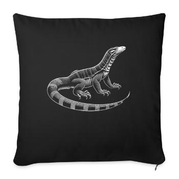 dragon de Komodo varan lézard - Housse de coussin décorative 45 x 45 cm - noir - Devant