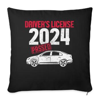 Driver's License 2024 Passed Funny Driving - Sofa pillowcase 17,3'' x 17,3'' (45 x 45 cm) - black - Front