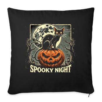 Halloween - „Gespenstische Kürbisnacht" - Sofakissenbezug 45 x 45 cm - Schwarz - Vorne