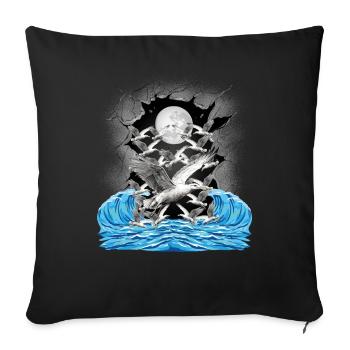 maritime, sea, seagulls, seagull, nature, lake, waves - Sofa pillowcase 17,3'' x 17,3'' (45 x 45 cm) - black - Front