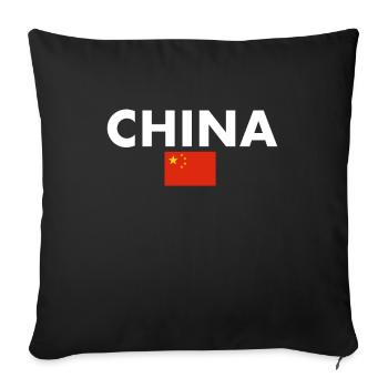 Chine Drapeau chinois Chinois - Housse de coussin décorative 45 x 45 cm - noir - Devant