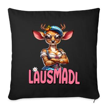 Tracht Damen Outfit Dirndl Ersatz Lausmadl - Sofa pillowcase 17,3'' x 17,3'' (45 x 45 cm) - black - Front