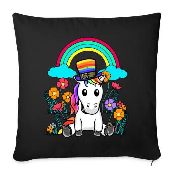 Regenbogen Einhorn Einhörner LGBT Pferd Pferde - Sofakissenbezug 45 x 45 cm - Schwarz - Vorne