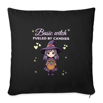 Basic witch fueled by candies - Sofa pillowcase 17,3'' x 17,3'' (45 x 45 cm) - black - Front